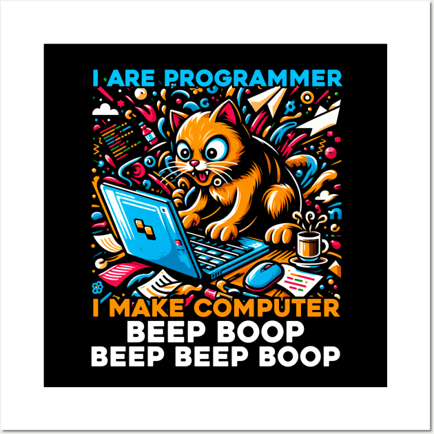 I Are Programmer Computer Cat Beep Boop I Funny IT Classic Wall Art by T-shirt US